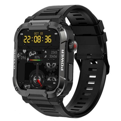 Rugged Military Smart Watch For Men | Compatible With Android And IOS | AI Voice | Bluetooth Call Smartwatch | Black